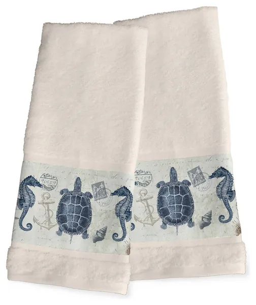 Laural Home Seaside Postcard Hand Towels, Set of 2