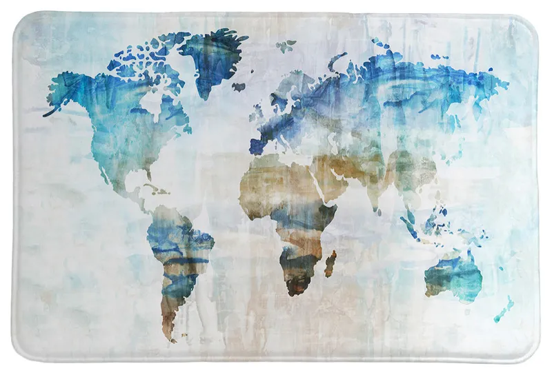 Laural Home World Travelers Map Memory Foam Rug