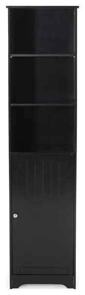 Lauren Modern Free Standing Bathroom Linen Tower Storage Cabinet, Black