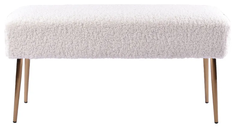 Layla Vanity Bench, White Faux Lamb's Wool