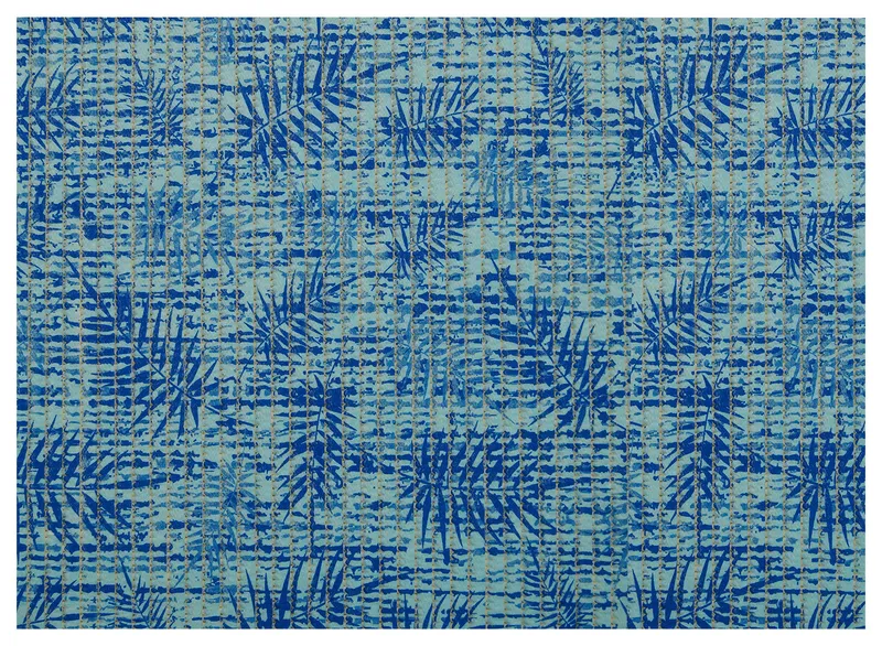 Leaf PVC Bathroom Mat, Blue, 26" x 35", Covers 6.3 sq ft