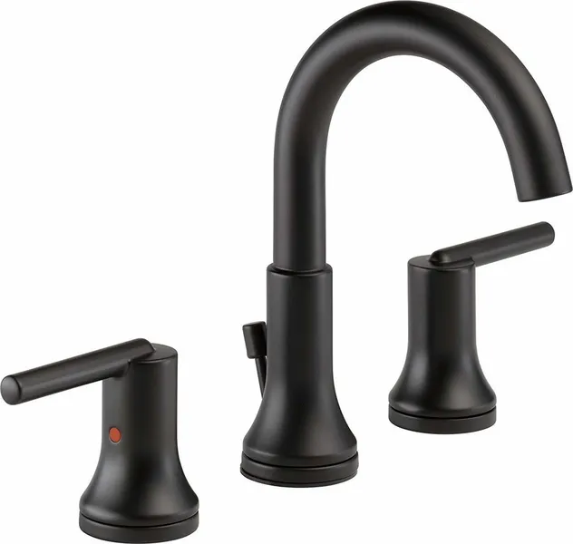 Leak-Free Brass Bathroom Faucet, 2-Handle Design with Diamond Seal Tech, Matte Black
