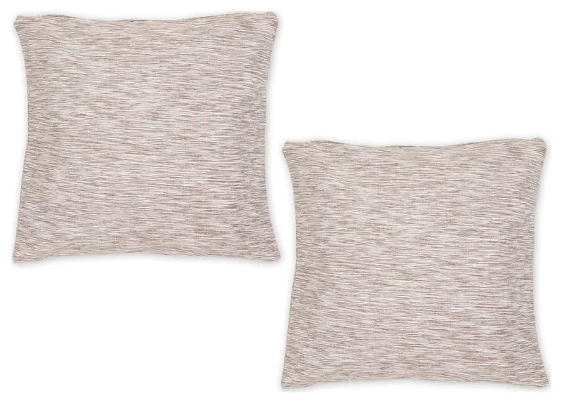 Leather Brown  And Off-White Tonal Recycled Cotton Pillow 18X18 Set/2