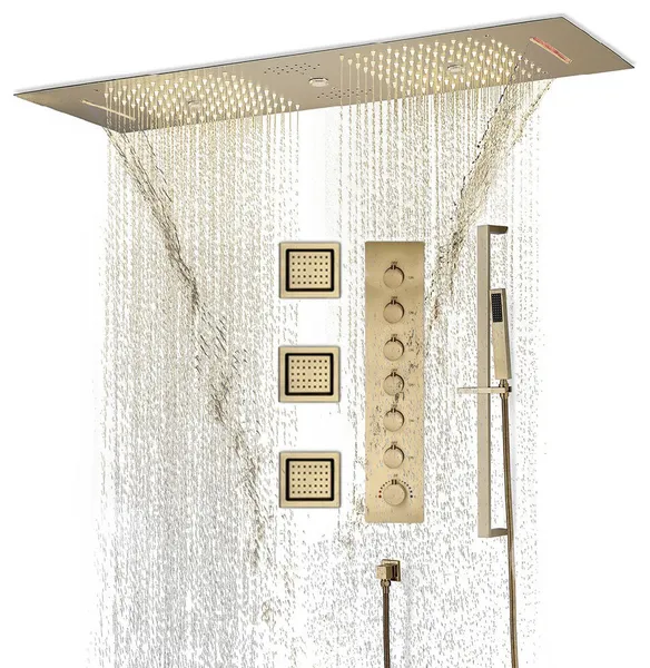 Led Column Mist Shower System, Hand Shower, Style A, Touch Panel Light