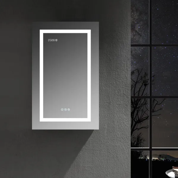 LED Medicine Cabinet With Defog, Dimmer, Makeup Mirror, Outlets, 20/L/3x