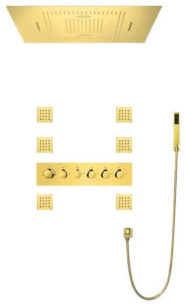 LED Mist Shower System, Hand Shower and Jetted Body Sprays, Remote Control Light