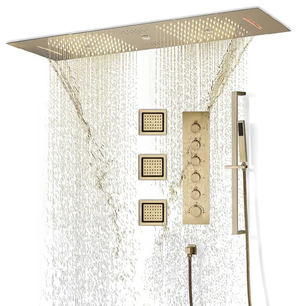 LED Mist Shower System With Hand Shower, Style A - Remote Control Light