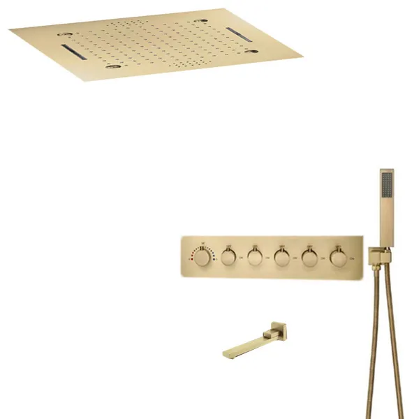 LED Rainfall Musical Shower System With Hand Shower, Style 1, Phone Control