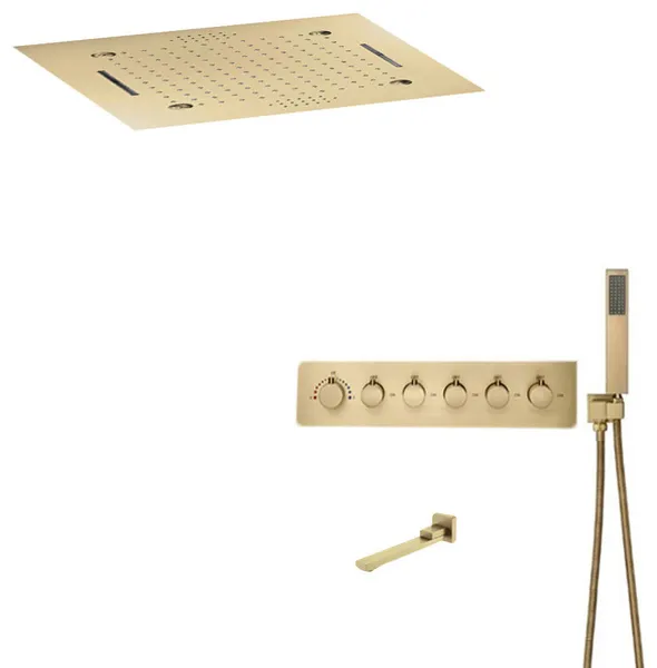 LED Rainfall Musical Shower System With Hand Shower, Style 1- Touch Panel