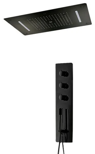 Led Rainfall Shower System, Handheld Shower by Fontana, Black Matte