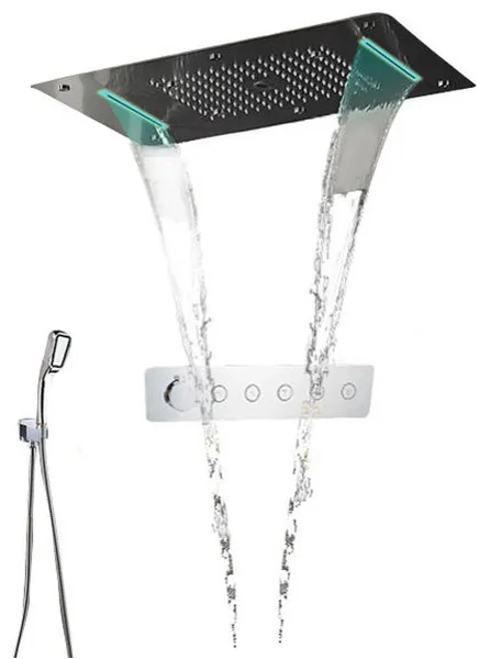 Led Rainfall Shower System With Handheld Shower, Horizontal
