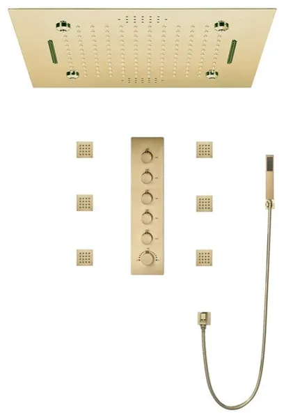 LED Shower System With Body Jets and Hand Shower, Style 1, Remote Control Light