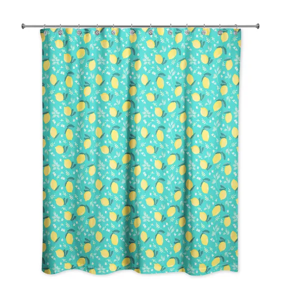 Lemon Teal 71x74 Shower Curtain