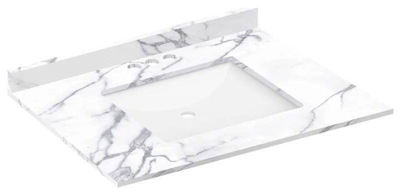 LessCare Calacatta Vanity Countertops With Sink, 31"x22" L, 4 Faucet Spread