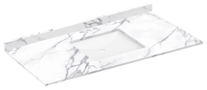 LessCare Calacatta Vanity Countertops With Sink, 49"x22" L, 4 Faucet Spread