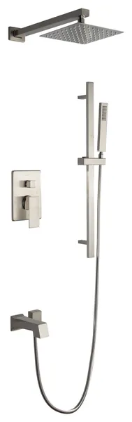 Lexora Cero 8" Square Rain Shower set, Brushed Nickel