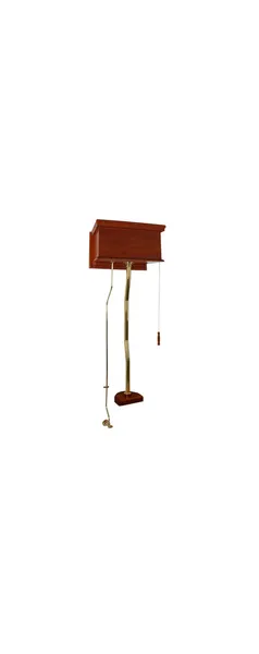 Light Mahogany High Tank Pull Chain Toilet with Brass Top Entry Conversion Kit