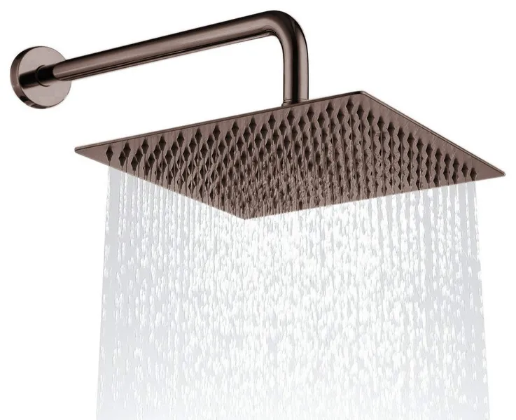 Light Oil Rubbed Bronze Thin Square Rainfall Shower Head, 8"