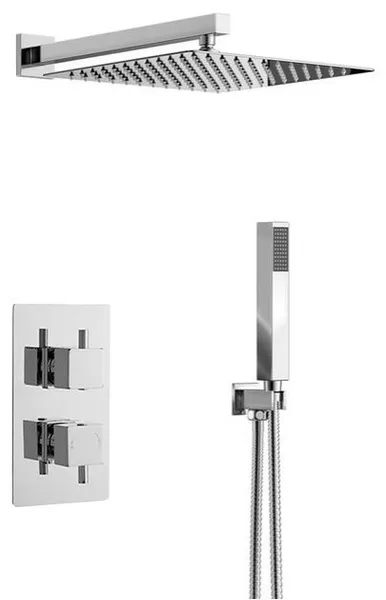Lima Rain Shower Head, Built-In Thermostatic Mixer and Hand Held Shower Set