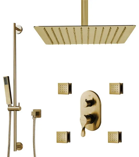 Lima Thermostatic Brushed Shower Set, 4 Pieces SPA Massage Jets, BST10237