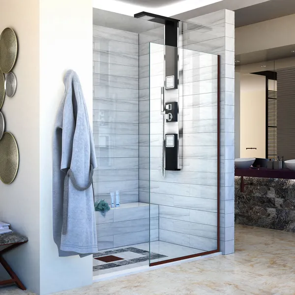 Linea Single Panel Shower Screen 30" W x 72" H, Open Design, Oil Rubbed Bronze
