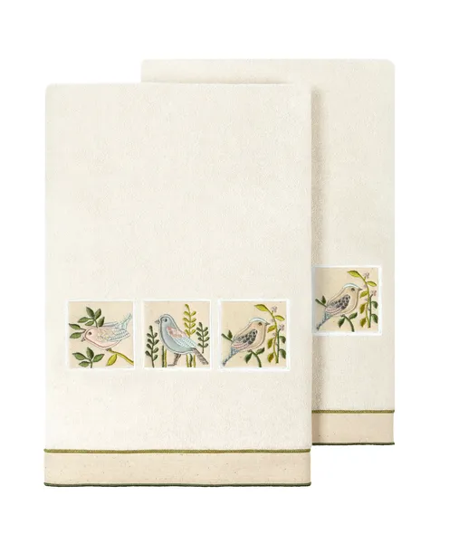 Linum Home Textiles 100% Turkish Cotton BELINDA 2PC Embellished Bath Towel Set