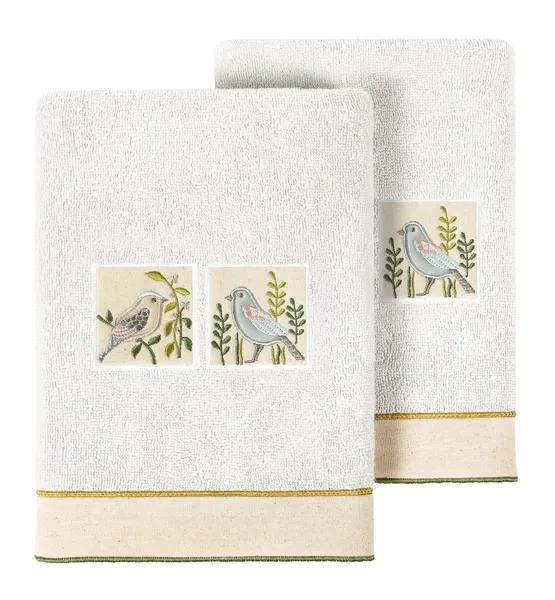 Linum Home Textiles 100% Turkish Cotton BELINDA 2PC Embellished Hand Towel Set