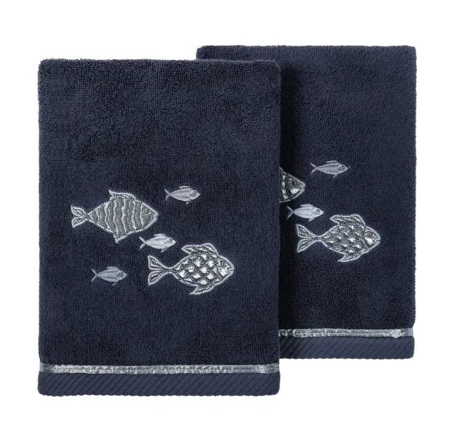 Linum Home Textiles 100% Turkish Cotton FIGI 2PC Embellished Hand Towel Set