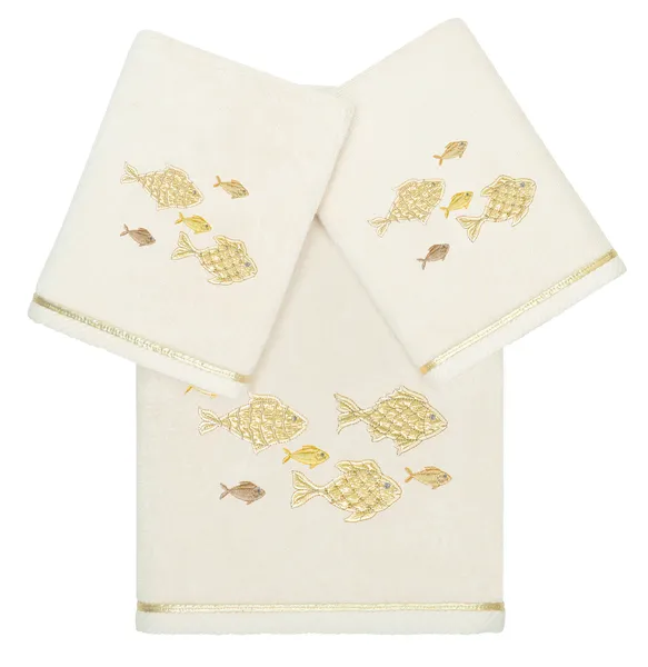 Linum Home Textiles 100% Turkish Cotton FIGI 3PC Embellished Towel Set