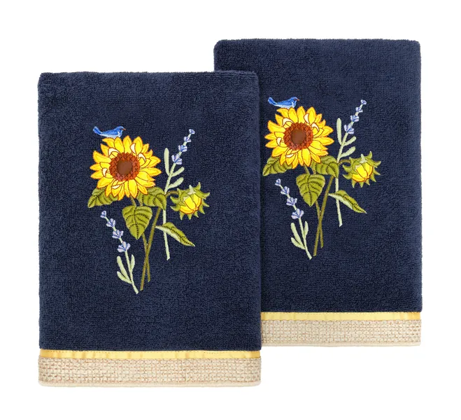Linum Home Textiles 100% Turkish Cotton GIRASOL 2PC Embellished Hand Towel Set