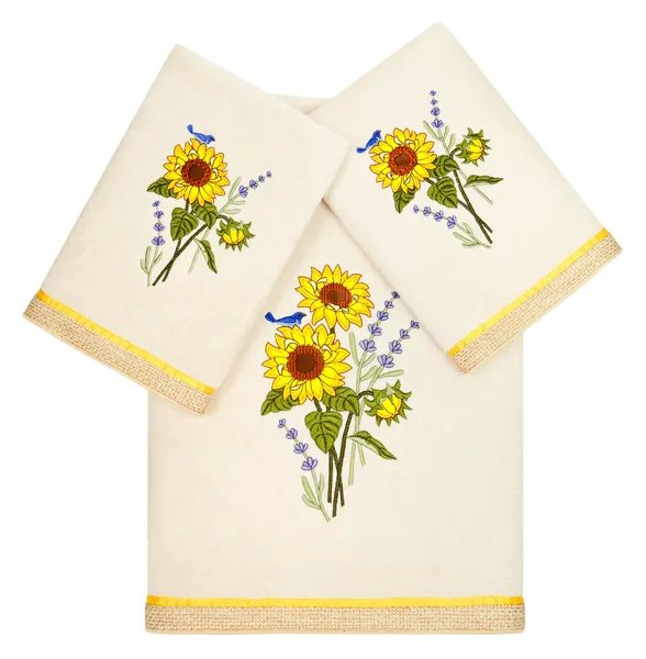 Linum Home Textiles 100% Turkish Cotton GIRASOL 3PC Embellished Towel Set