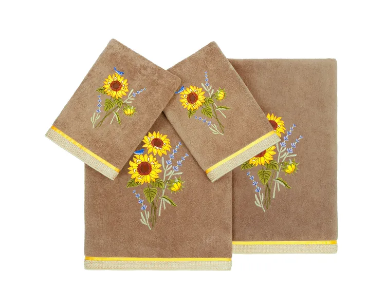 Linum Home Textiles 100% Turkish Cotton GIRASOL 4PC Embellished Towel Set