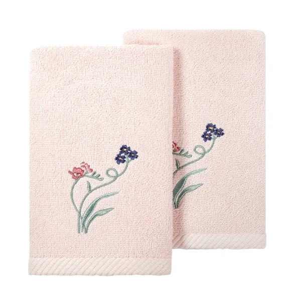 Linum Home Textiles 100% Turkish Cotton STELLA 2PC Emb Fingertip Towel Set
