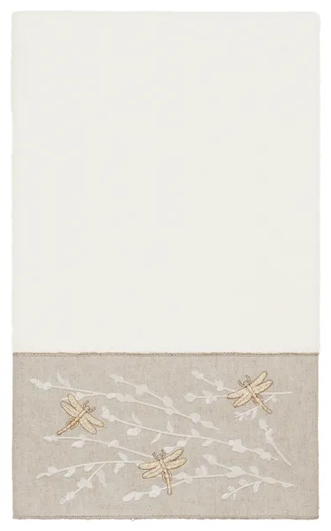 Linum Home Textiles Turkish Cotton Braelyn Embellished Bath Towel, Cream