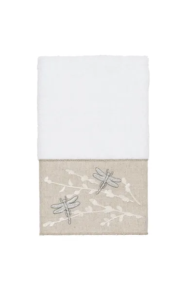 Linum Home Textiles Turkish Cotton Braelyn Embellished Hand Towel, White