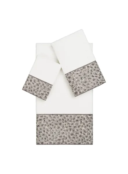 Linum Home Textiles Turkish Cotton Spots 3-Piece Embellished Towel Set, White