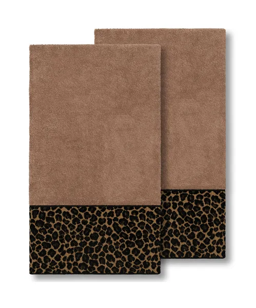 Linum Home Turkish Cotton Spots 2-Piece Embellished Bath Towel Set, Latte