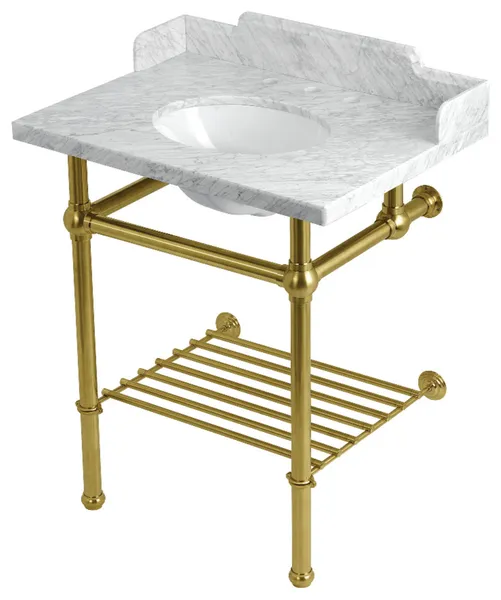 LMS30MBB7 30" Console Sink with Brass Legs (8-Inch, 3 Hole)