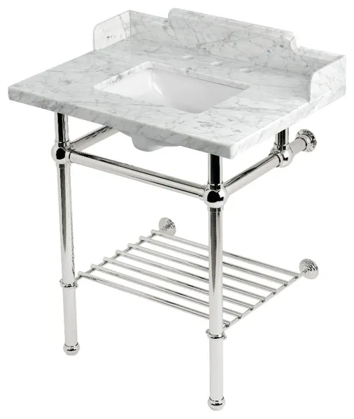 LMS30MBSQB6 30" Console Sink with Brass Legs (8-Inch, 3 Hole)