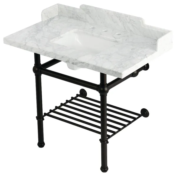 LMS3630MBSQB5 36" Console Sink with Brass Legs (8", 3 Hole)