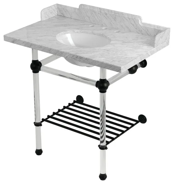 LMS36MAB0 36" Console Sink with Acrylic Legs (8", 3 Hole)