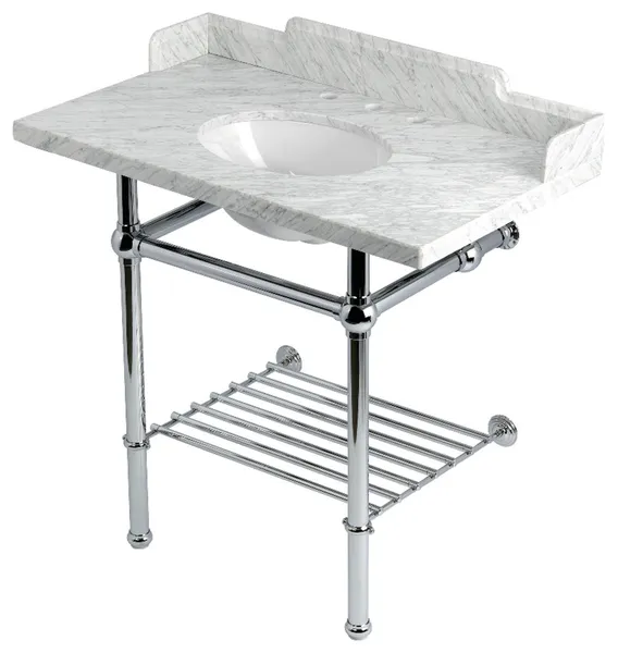 LMS36MBB1 36" Console Sink with Brass Legs (8", 3 Hole)