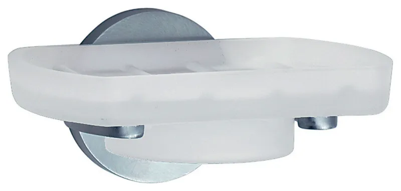Loft Holder With Glass Soap Dish Brushed Chrome
