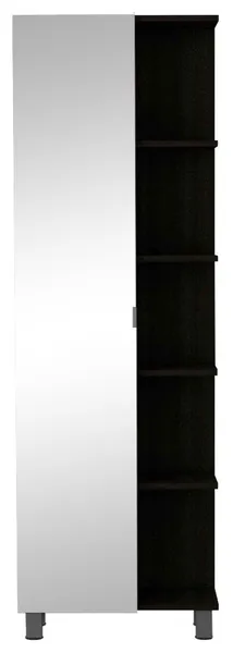 Los Angeles Mirror Linen Cabinet with 5 Open Shelves and 4 Inner Shelves, Black
