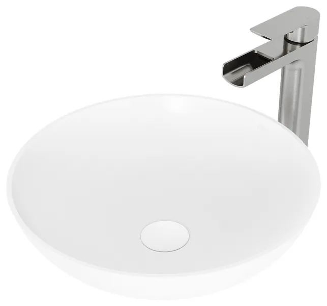 Lotus 16"L x 16"W MatteStone Vessel Sink and Amada 10"H Faucet Set