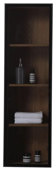 LUCE 13" Wall Mount Modern Bathroom Side Cabinet, Pecan Oak/Matte Black