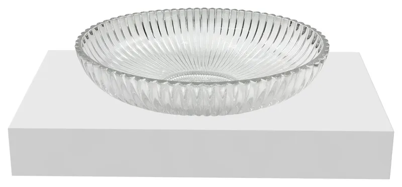 Lucine 21" Oval Crystal Sinks With White Base, Clear, 30" Countertop
