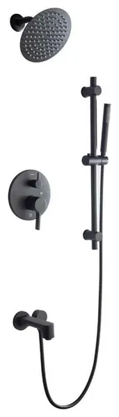 Luviah Set 8" Matte Black Round Rain Shower and Handheld
