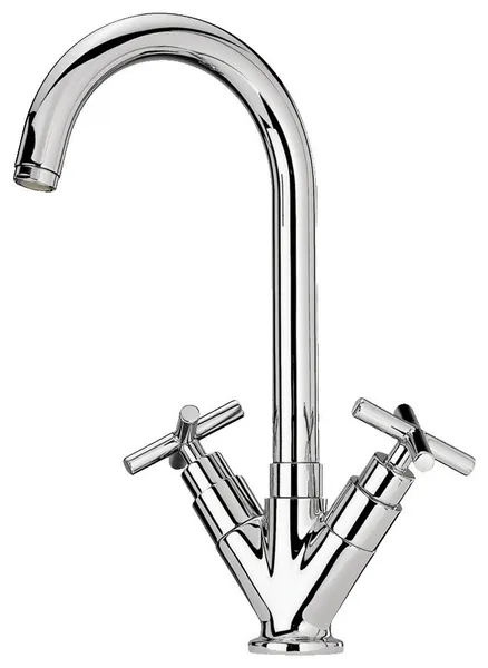 Luxe Single Hole/Dual Handle Faucet with High Tubular Swivel Spout