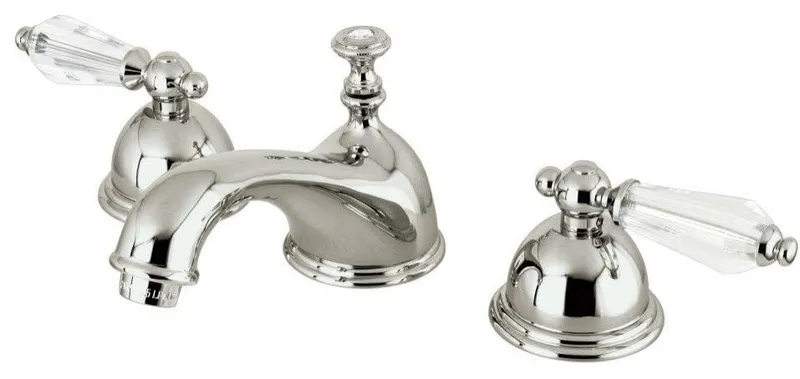 Luxurious Bathroom Faucet with Crystal Lever Handles & Widespread Design, Brushed Nickel
